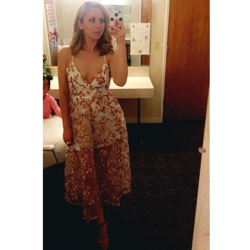 Mesh Embroidered spaghetti strap dress